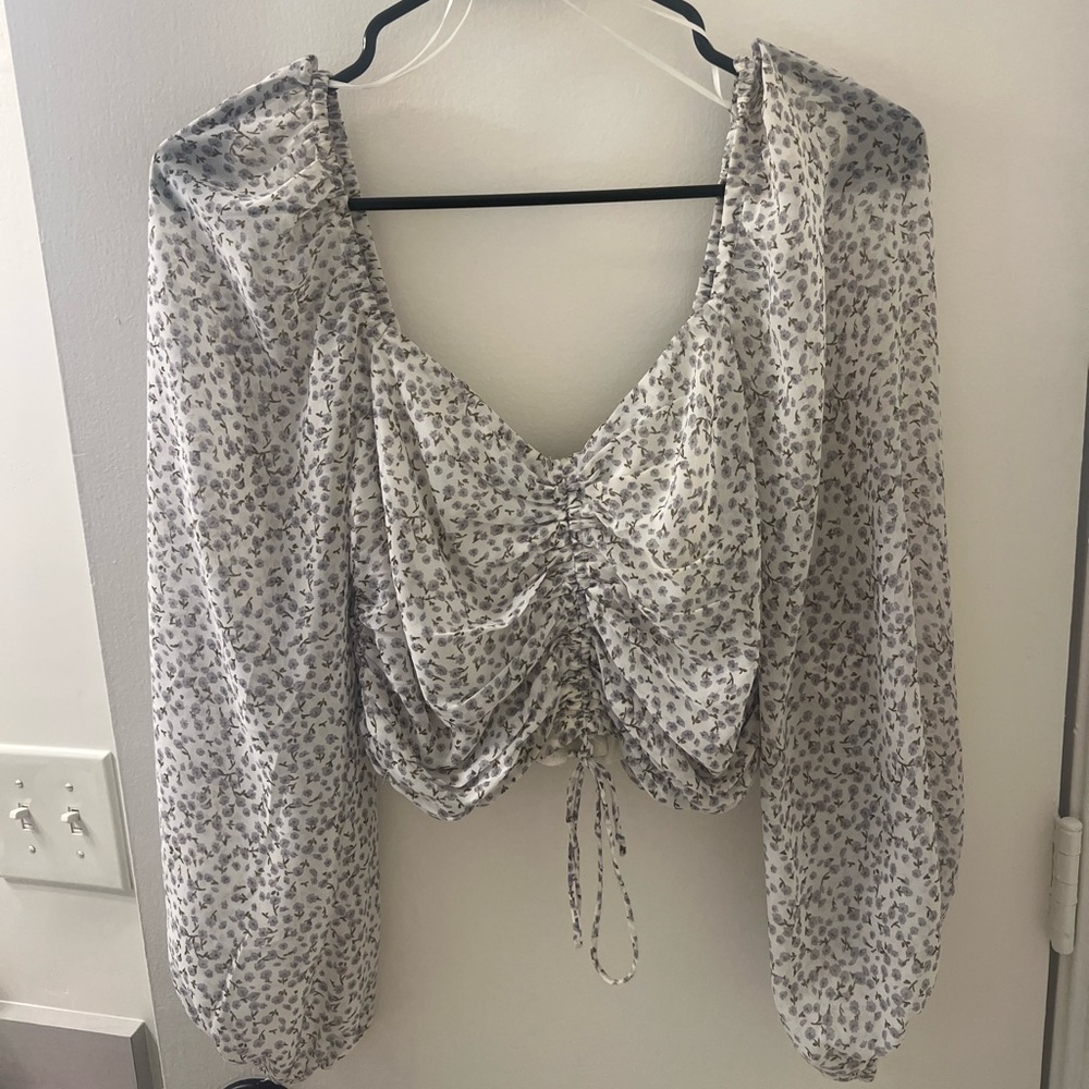 Puff Sleeve Floral Crop Top